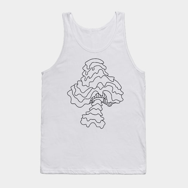 The Perfect Magic Mushroom: Trippy Dripping Wavy Black and White Contour Line Art. Tank Top by Ciara Shortall Art